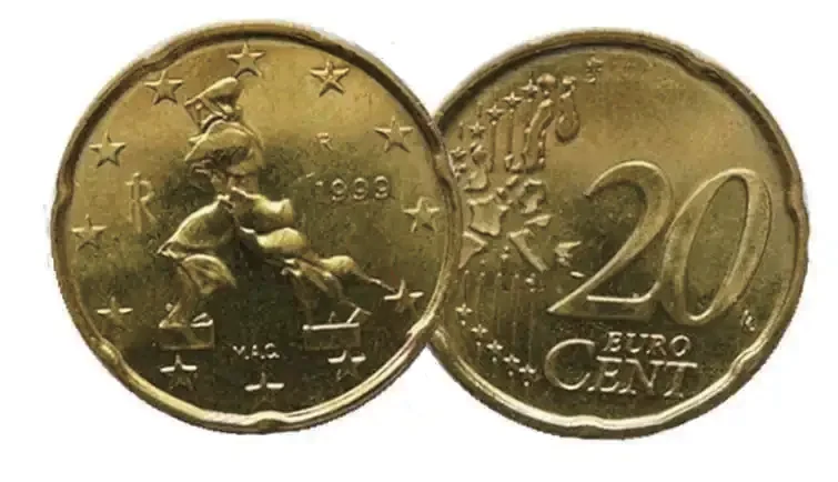年号为 1999 的 20 欧分硬币