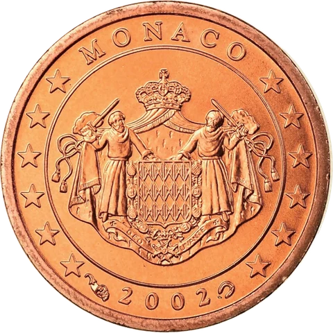 第一版 · 2001–2005 · 1、2、5 欧分 格里马尔迪家族徽章(摩纳哥国徽)