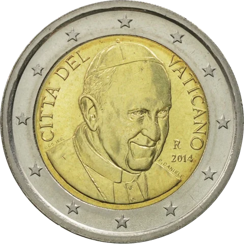 第四版 · 2014–2016 · 1、2 欧元 方济各（Franciscus）· 右侧 3/4 像